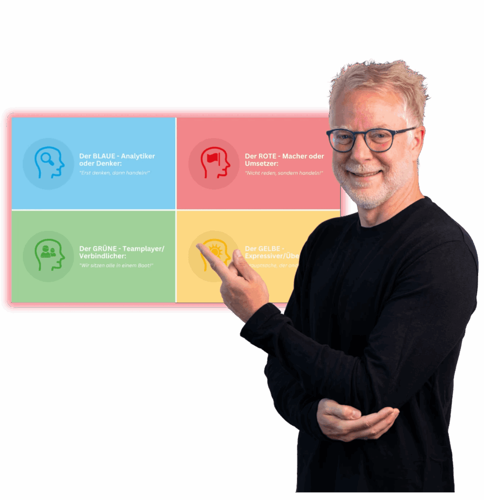 Johannes Lemminger zeigt auf das INSIGHTS MDI®-Farbenmodell
