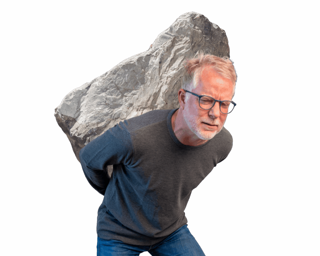 Johannes trägt einen Felsen auf den Schultern